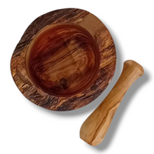 Carica l'immagine nel visualizzatore di Gallery, Mortaio Rustico in Legno di Ulivo cm 12