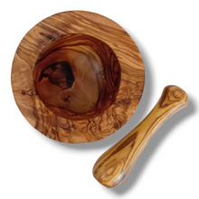 Carica l&#39;immagine nel visualizzatore di Gallery, Mortaio in Legno di Ulivo cm 12 bordo piatto
