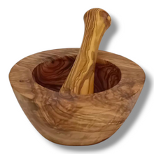 Carica l&#39;immagine nel visualizzatore di Gallery, Mortaio in Legno di Ulivo cm 12 bordo piatto
