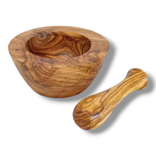 Carica l&#39;immagine nel visualizzatore di Gallery, Mortaio in Legno di Ulivo cm 12 bordo piatto
