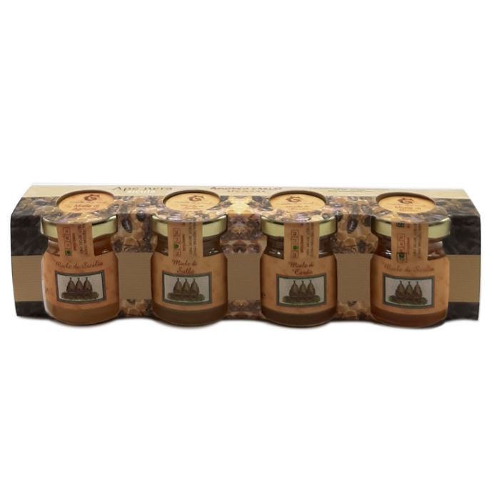 Selezioni Mieli Ape Nera Sicula 4 x 40 gr ( Astragalo, Eucaliptus, Rovo, Sulla )