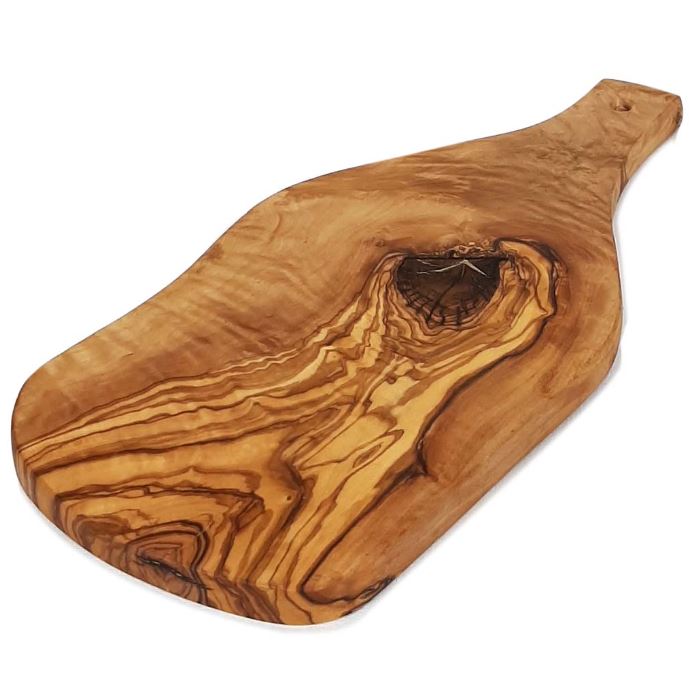 Tagliere Irregolare con Manico in Legno di Olivo