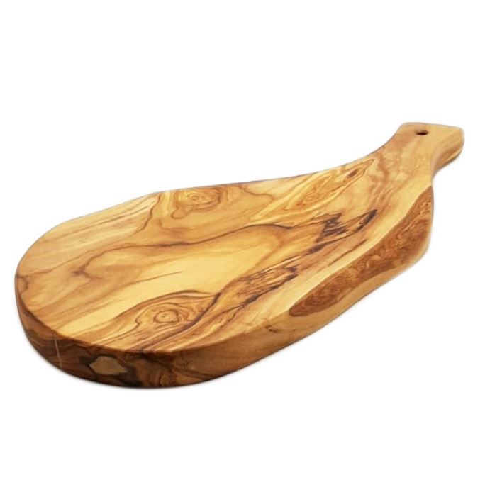 Tagliere Irregolare con Manico in Legno di Olivo